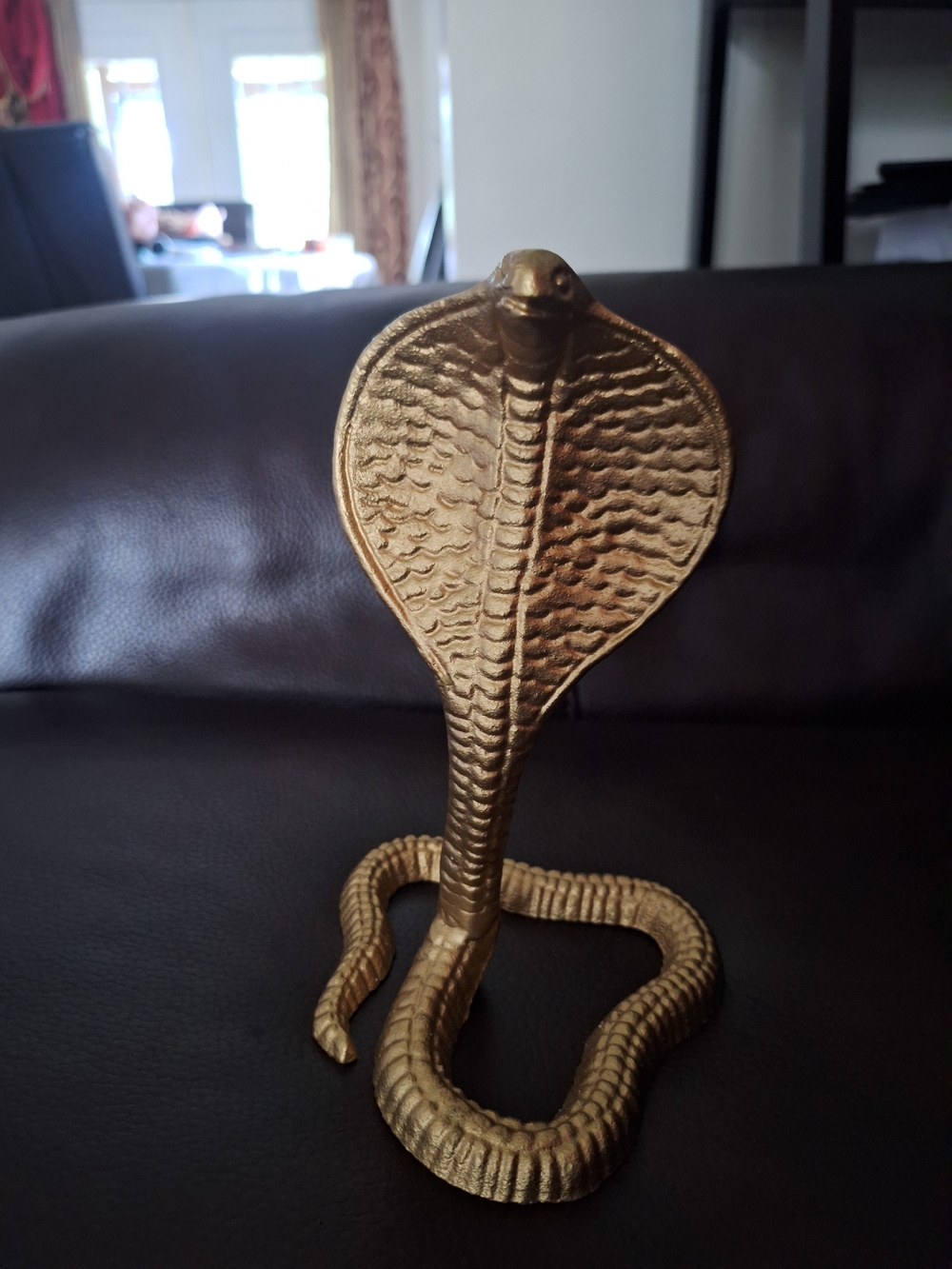 Brass Cobra Figurine – Decorative Reptile Accent in Gold